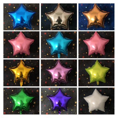 18-Inch Five-Pointed Star Monochrome Aluminum Balloon Birthday Wedding Holiday Party Event Decoration Supplies Sparkling Style Balloon