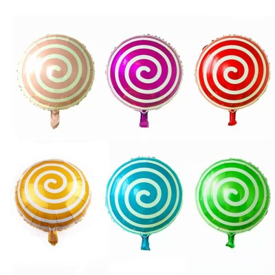 New 18-Inch round Lollipop Aluminum Foil Balloon Children Full-Year Birthday Party Candy Decoration Wholesale