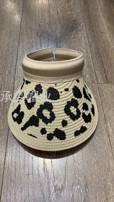 Hat Female Summer Leopard Print Sunscreen Fashion Tide Leisure Travel Sunshade Big Brim Straw Hat Order Color Please Note