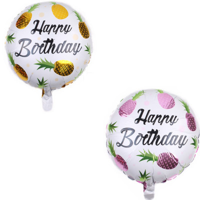 New 18-Inch round Pineapple Aluminum Balloon round Fruit Balloon Children's Birthday Decoration Party Balloon