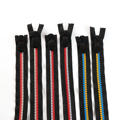 Zipper Factory Two-Way Zipper Mixed Color Pull Open-End Resin Zipper with Slider for Home Textile Clothing