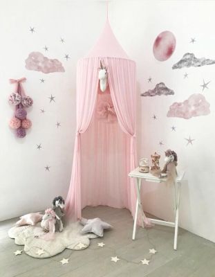 INS New Children's Bed Curtain Chiffon Dome Bed Curtain Babies' Bed Curtain Princess Bed Bed Curtain 4 Colors Available