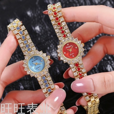 Cross-Border New Ladies Watch Korean Simple Elegant Starry Sky Diamond Women's Quartz Watch Factory in Stock Wholesale
