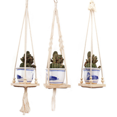 Cradle and Flower Pot Hanging Container Gardening Hanging Pocket Hand-Woven Natural Hemp String Flower Pot Net Pocket