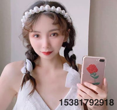 Internet-Famous and Vintage Japanese and Korean Lace Pearl Lace Bow Headband Ribbon Headband Fairy Hair Band/Clip Super Fairy