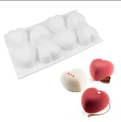 Cross-Border 8-Piece Heart-Shaped French Italian Mousse Cake Silicone Mold Food Silicone Dessert Mold