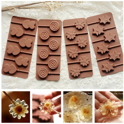 Cake Silicone Mold 6-Piece Vortex Love Heart Flowers Lollipop Silicone Cheese Sticks Fondant Chocolate Chinese White Jelly