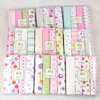 Mixed Batch Newborn Receiving Blanket/Baby Cotton Bed Sheet/Baby Cloth Wrapper/Package/102x76cm 4 Pack