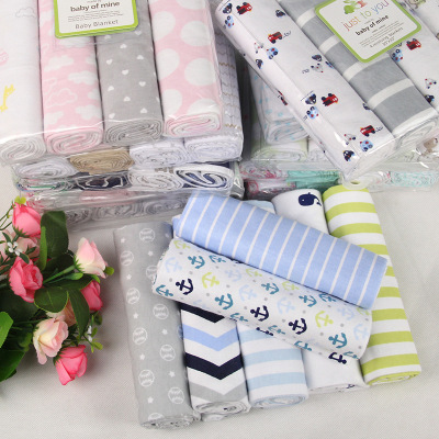 Flannel Baby All-Cotton Blanket Newborn Standing Fleece Blanket 76x76cm Pvc4 Pack in Stock Wholesale