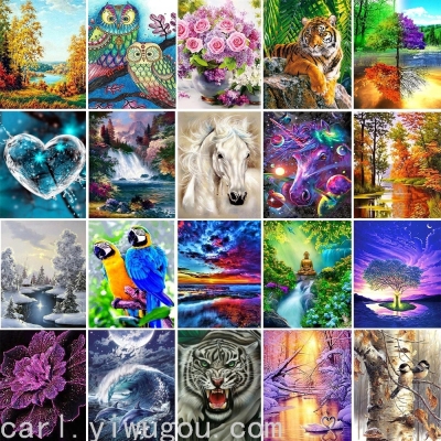 5D Diamond Painting Cross Stitch Living Room Landscape Flower AliExpress New Foreign Trade Diamond Embroidery Factory Direct Sales
