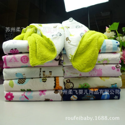 Soft Flying Double-Layer Short Plush Lambswool Baby Blanket Soft Children's Blanket in Stock Wholesale Printed Blanket