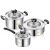 Shengbide Stainless Steel Pot Set Double Bottom European-Style Straight Angle Pot Three-Piece Kitchen Utensils Gift Customization