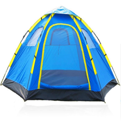 Wholesale Hexagonal 3-4 People Single Double-Layer Automatic Tent Outdoor Travel Camping Adventure Tent Wild Fishing Building-Free Tent