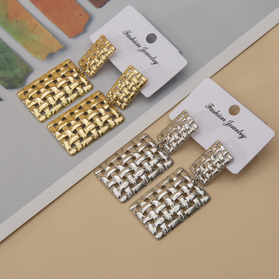 European and American Earrings New Hot Sale Geometric Woven Earrings Gold and Silver round Big Ear Ring AliExpress Wish Source