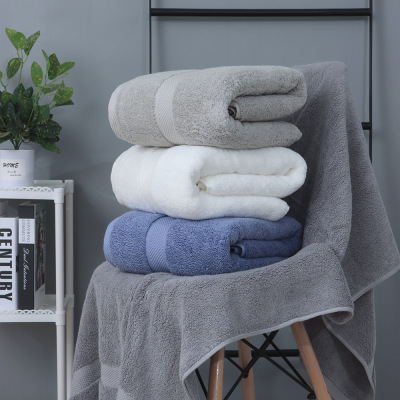 Yiwu Good Goods Thickening Large Bath Towel Pure Cotton 80*160 800G Five-Star Hotel Bath Towel Absorbent Large Bath Towel