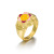 Cross-Border Hot Sale Smiley Flower Drop Oil Ring Brass Gold Plated Color Retaining Ring Cute Smiley Ring