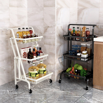 Trolley Parallel Foldable and Portable Stall Rack New Floor-Standing Kitchen and Bedroom Living Room Storage Rack
