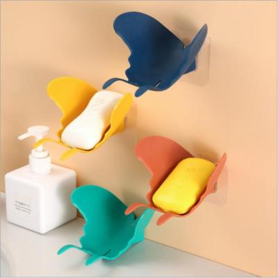 Creative Drain Butterfly Soap Dish Punch-Free Wall-Mounted Soap Storage Rack Bathroom Soap Box