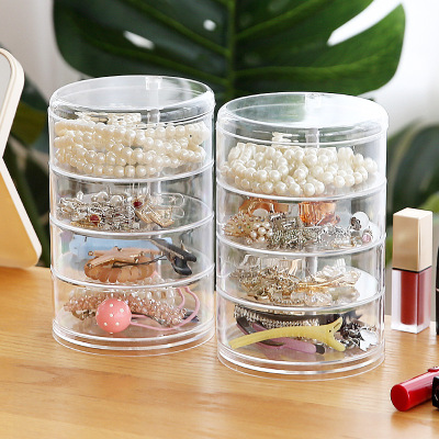 Transparent Storage Box Rotatable Jewelry Storage Box Multi-Layer Princess Ins Style Bracelet Barrettes Small Jewelry Box