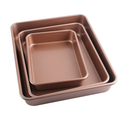 Cake Bread Barbecue Pan Golden Thickened Rectangular Non-Stick Barbecue Plate Carbon Steel Ovenware Commercial Household