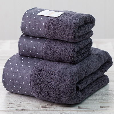 Yiwu Good Goods Pure Cotton Dark Color Towels Covers Towels Three-Piece Suit of Bath Towel Gift Box Towel Gift Box Set