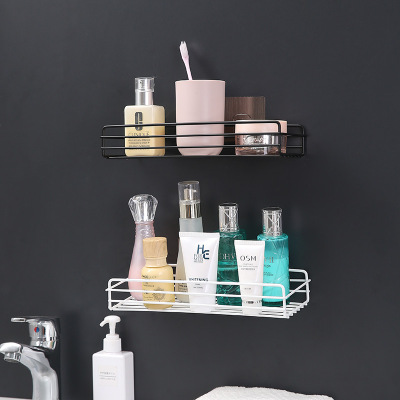 Punch-Free Rectangular Iron Bathroom Storage Rack Washstand Bathroom Wall Hanging No Trace Stickers Storage Rack