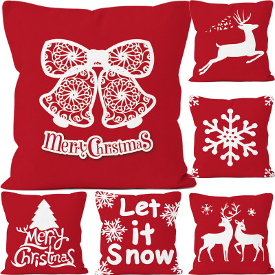 Cross-Border Christmas Pillow Cover Digital Printing Sofa Car Polyester Cushion Cover Can Be Graphic Customization