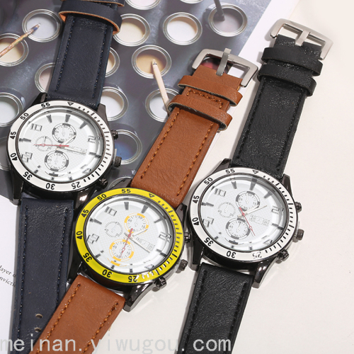 New Korean Men‘s Watch Personalized Business Belt Watch Simple Wish Creative Fashion Quartz Watch