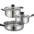 Factory Direct Sales Stainless Steel Pot Multi-Functional Milk Soup Pot Wok Gift Kitchen Pot Gift Three-Piece Pot
