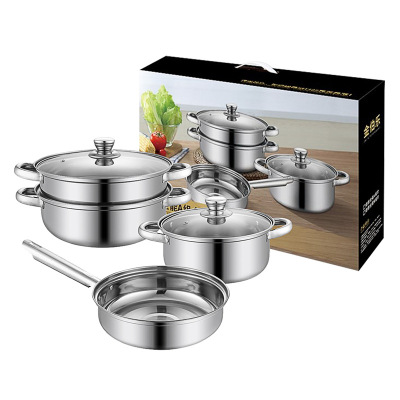 Jinbole Stainless Steel Three-Piece Set Double Layer Soup Steam Pot Gift Set Pot Stainless Steel Kitchen Pot Three-Piece Set