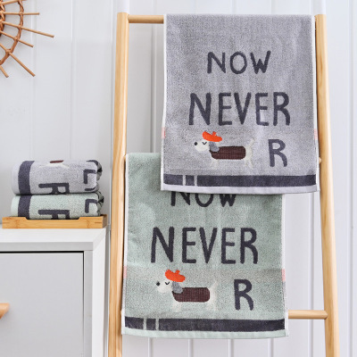Yiwu Good Goods Soft Absorbent Cotton Towel New Letter Printing 120G Adult Face Towel Couple Towel
