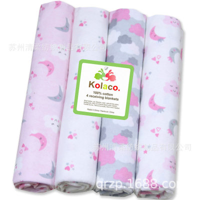 Factory Direct Supply Cotton Flannel Baby Blanket Printing 102x76 Single Layer 4 Pack Foreign Trade Bed Sheet Wrap Blanket