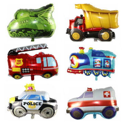 New Train Aluminum Balloon Tank Police Car Fire Truck Ambulance School Bus Vehicle Aluminum Foil Balloon