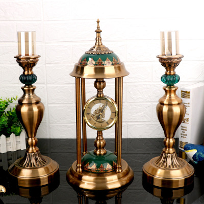 American Clock Seat Clock Living Room Decoration European Luxury Retro Desk Clock Silent Bedroom Creative Clock Desktop Decoration