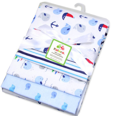 Baby Children Sheets Infant Pure Cotton Swaddling Blanket Wrap Baby Printed Bath Towel Four Ribbon Pack Wholesale