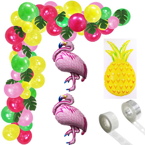 amazon Hawaii Flamingo Pineapple Shape Balloon Chain Garland Turtle Leaf Summer Party Decoration Set