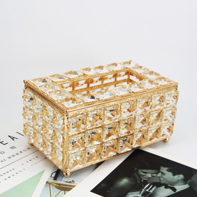 European-Style Crystal Tissue Box Home Living Room Coffee Table Paper Extraction Box Hotel KTV Desktop Napkin Amazon Foreign Trade