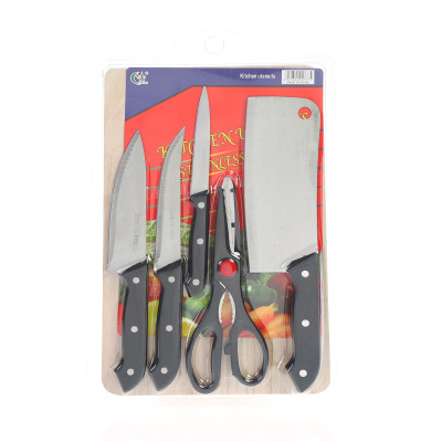 Direct Sales 717-6Pc Cutter Cutting Board Set Knives Six-Piece Kitchen Knife Scissors Chef Knife Wooden Chopping Board