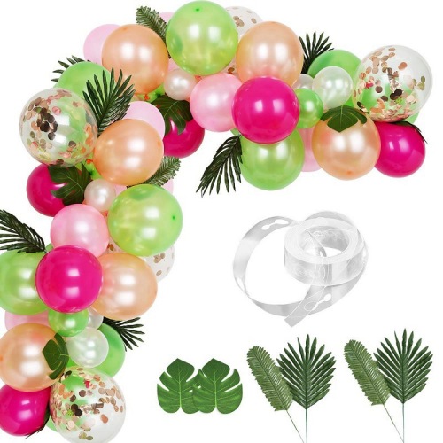 Cross-Border Hot Sale Flamingo Turtle Leaf Decorative Balloon Set hawaii Party Decoration Latex Balloon Chain Set