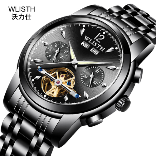 Walishi New Fashion Luminous Waterproof Watch with Steel Strap Tourbillon Automatic Mechanical Watch Men‘s Wholesale