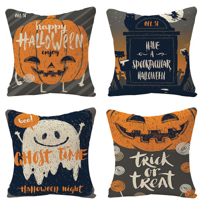 Cross-Border New Arrival Halloween Linen Pillow Cover Pumpkin Pillow Cushion Holiday Decoration Sofa Cushion Cover Wholesale