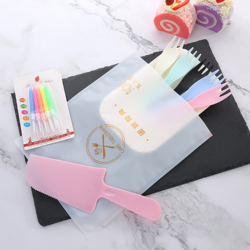 Baibo Manufacturers Supply Cake Dining Knife and Fork Plate Set Baking Disposable Cake Knife and Fork Plate