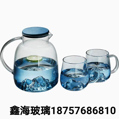 High Borosilicate Glasses Set High Quality Kettle Direct Fire Glass Pot Blue Iceberg Cup Glacier Pot