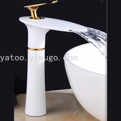 South America New Copper Creative Waterfall Hot and Cold Washbasin Bathroom Table Basin Drop-in Sink Faucet Minimalist