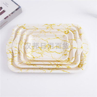 Nordic Rectangular Tray Household Minimalist Marbling Tray Large Tea Set Teacup Water Cup Tray