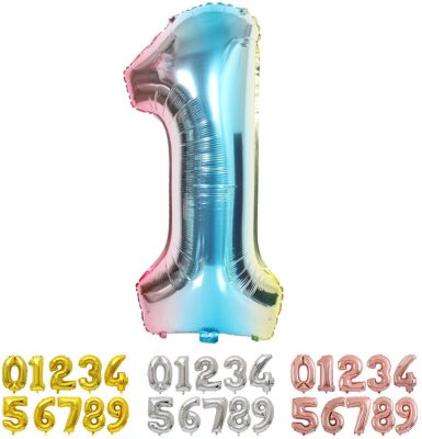 Ponmoo Foil Globo Azul Numero 1, Gigante Numeros 0 1 2 3 4 5 6 7 8 9