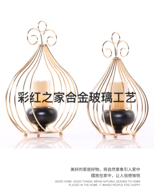 New Chinese Style Creative and Slightly Luxury Glass Candle Candlestick Aromatherapy Decoration American Model Room Romantic Candlelight Dinner Props