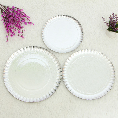 Factory Direct Sales Gold and Silver Party Tableware Set Disposable Paper Products Plate Birthday Party Dinner Plate