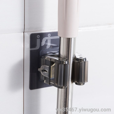 J85-ABS1132 Toilet No Trace Stickers Mop Rack No Punch Mop Clip Card Holder Nail-Free Multifunctional Seamless