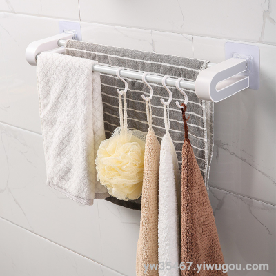 J85-SG1123 Creative Towel Rack Double Rod Seamless Towel Rack Punch-Free Kitchen Bathroom Storage Rack Towel Bar